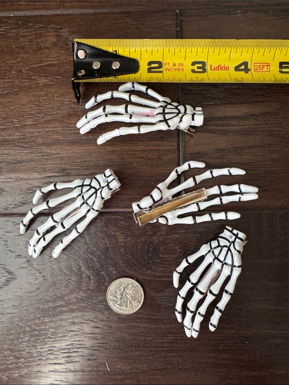 NWOT Halloween Bow Hair Clip with Skeleton Hand and Bow Clip - Orange - Picture 4 of 6